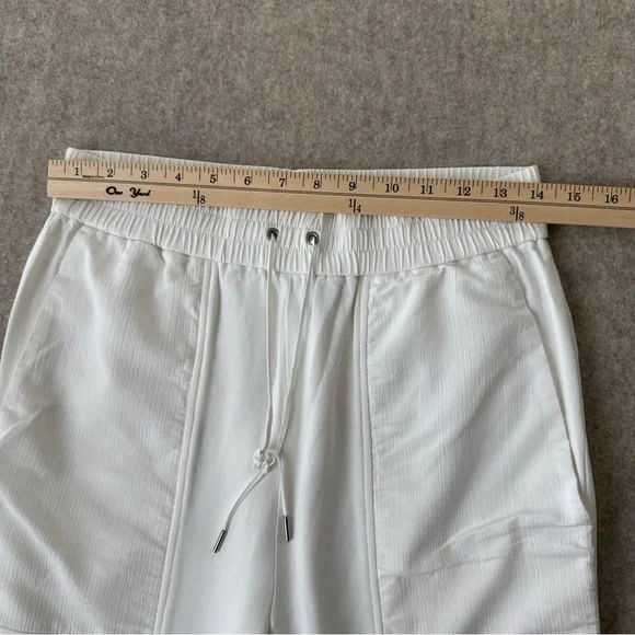 Helmut Lang White Drawstring Cropped Joggers - Picture 2 of 12